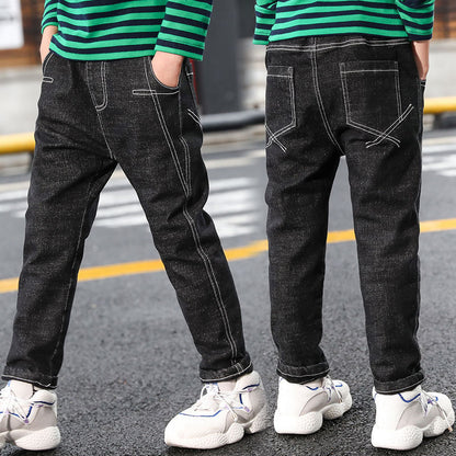 Boys Jeans Autumn Winter New One-Piece Velvet Luxe Insulation