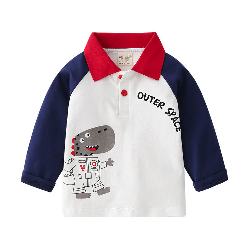 The Lapel Graphic: Fashion Casual Lapel Cartoon Print T-Shirt