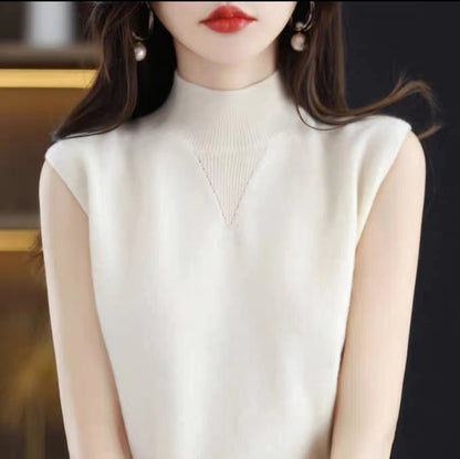 Half Turtleneck Knitted Bottoming Shirt Sleeveless Inner Match