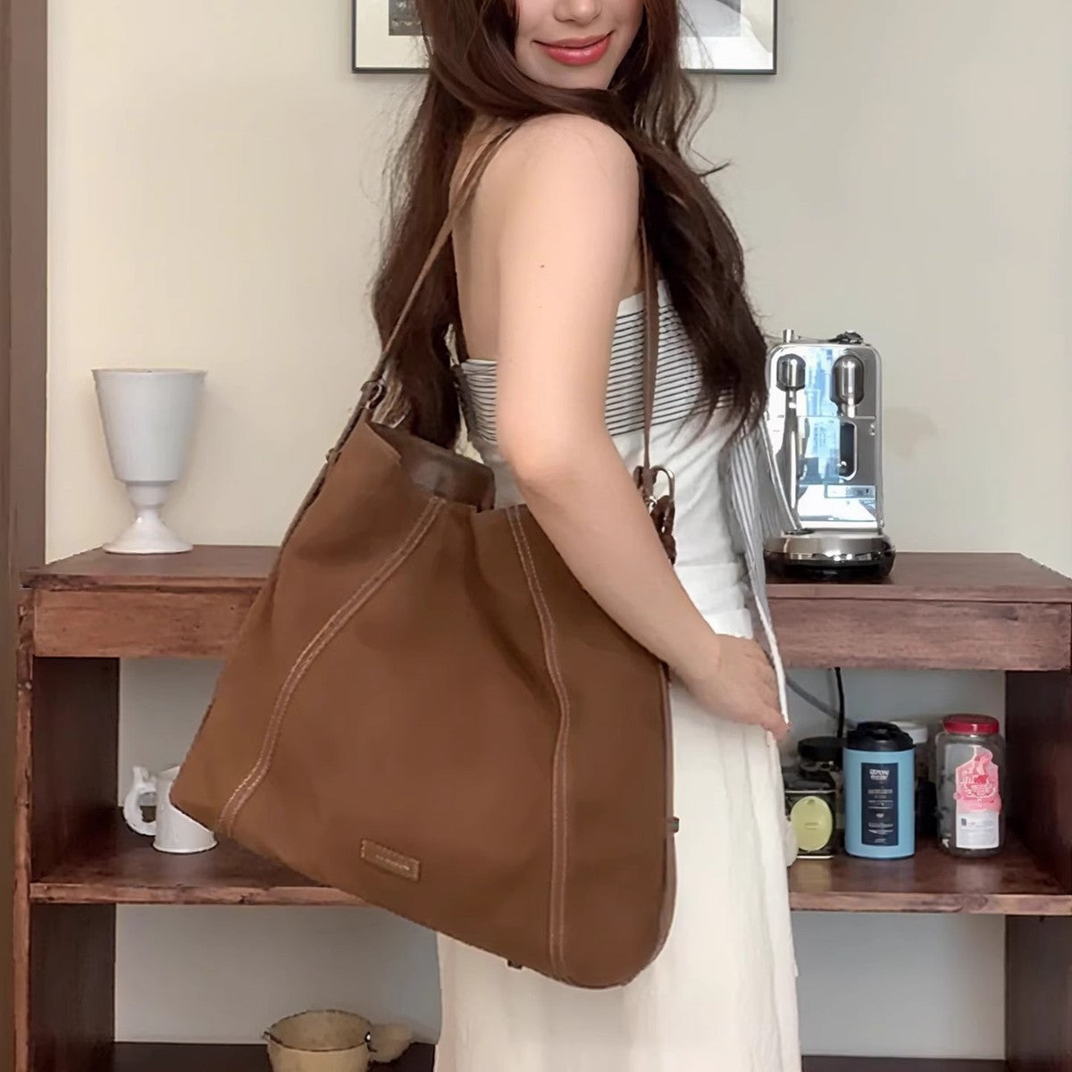 Large Capacity Simple Soft Leather High-grade Suede Messenger Bag