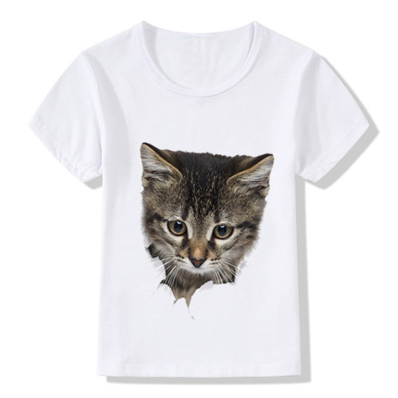 Artistic 3D Dimension Cat Graphic Tee