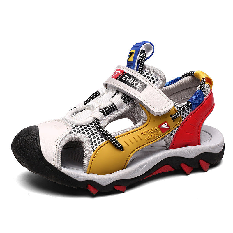 The Shadow Prism: Black Baotou Colorblock Soft-Sole Sandals