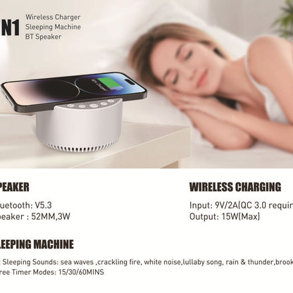 Smart White Noise 15W Wireless Charger Bluetooth Speaker