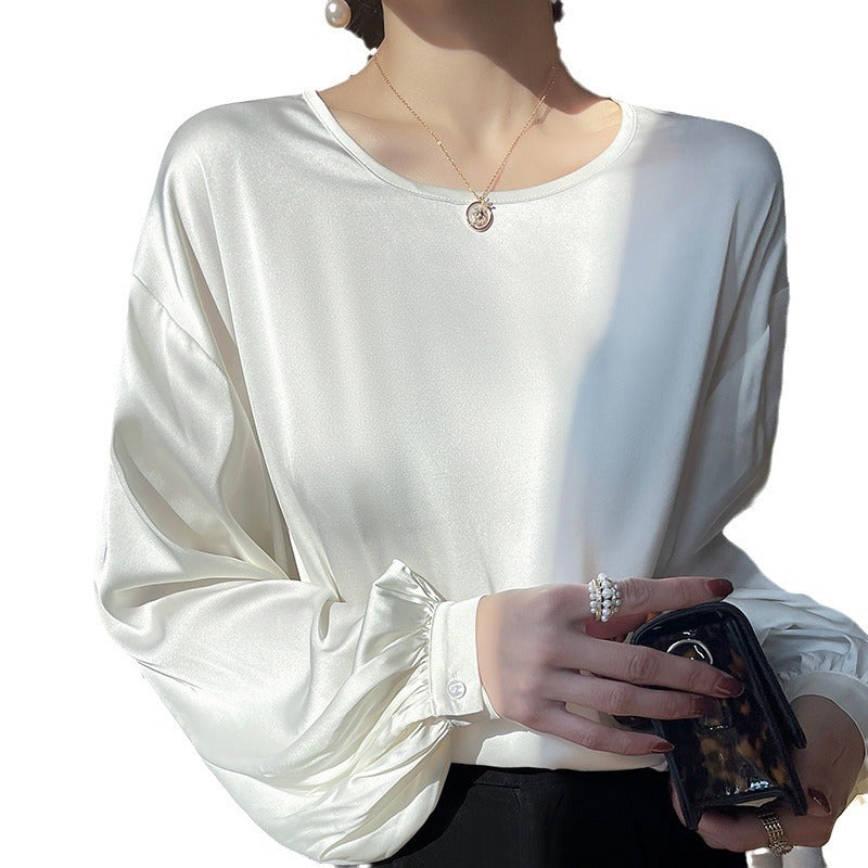 High-grade Round Neck Collarbone Simple Graceful T-shirt