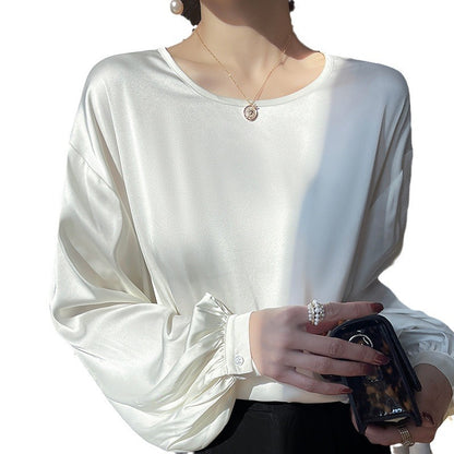High-grade Round Neck Collarbone Simple Graceful T-shirt