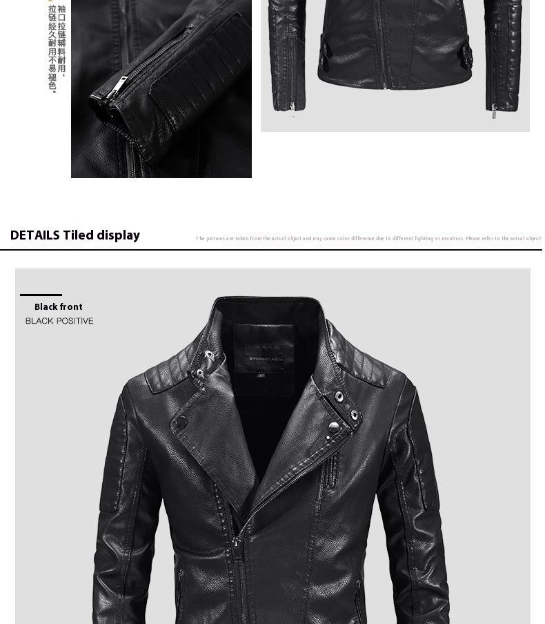 Trendy Leather Jacket Mens Fleece-Lined PU Jacket Contemporary Warmth