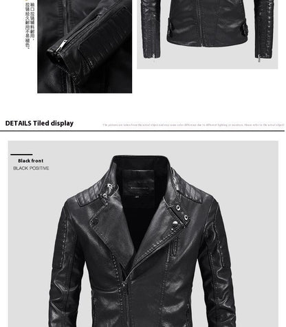Trendy Leather Jacket Mens Fleece-Lined PU Jacket Contemporary Warmth