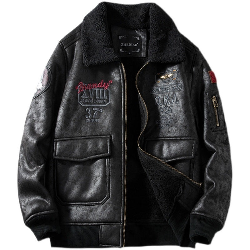 Lambswool Fleece-Lined Thickened Suede Fabric Jacket Plush Elegance