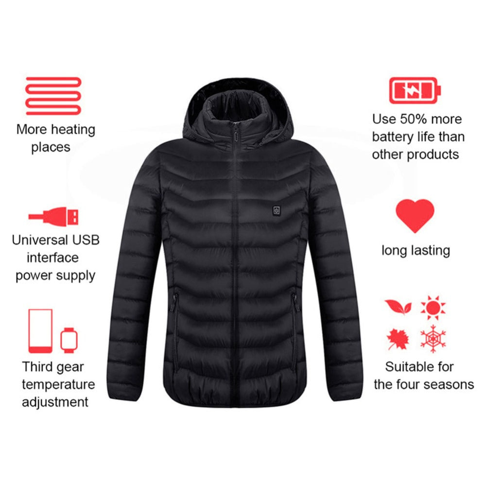 Carbon-Fiber USB Thermal Heated Power Coat