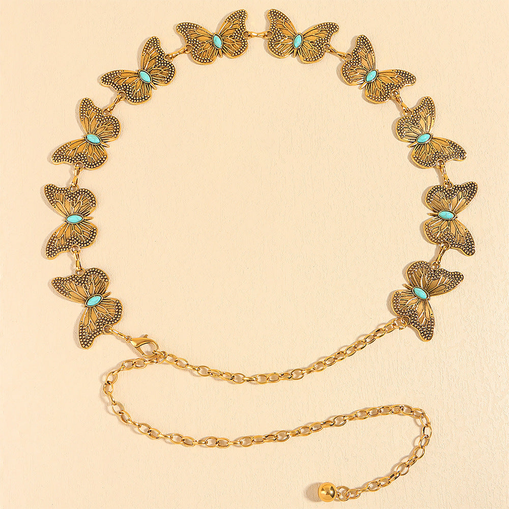 Metal Butterfly Shape Waist Simple Chain