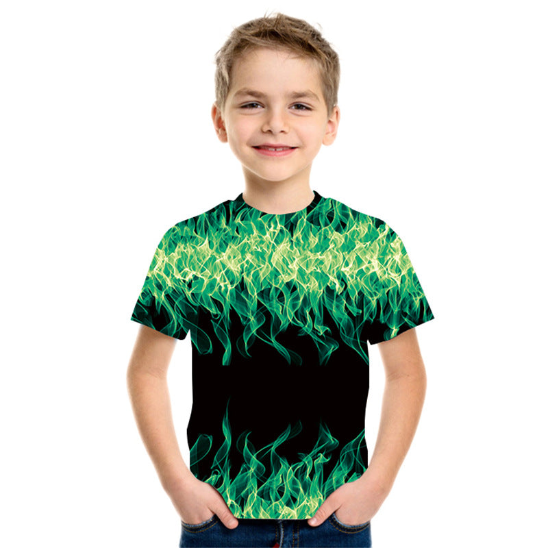 The Flame Prism: Three-Color Flame 3D Printed Short-Sleeve T-Shirt