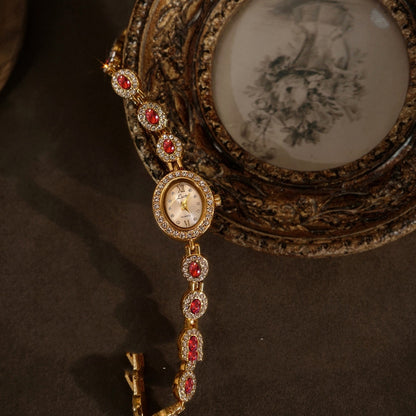 Women's Mid-ancient Oval Colorful Treasure Rainbow Light Luxury Watch