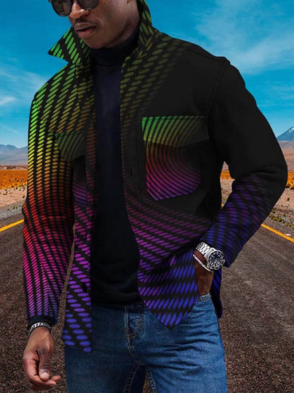 Avant-Garde Color Fade 3D Digital Print Cardigan