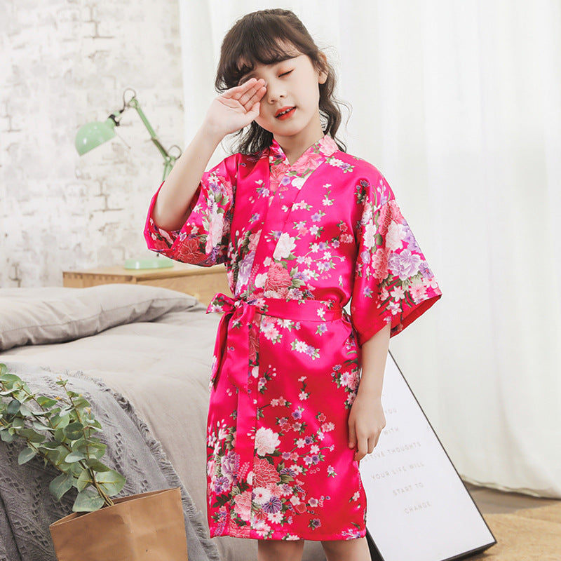 The Silk Robe: Cardigan Imitation Silk Bathrobe
