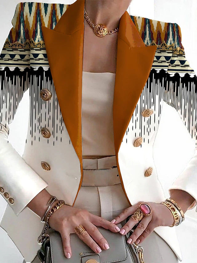 European And American Women's Clothing Fashion Printed Suit Slim Fit Small Suit