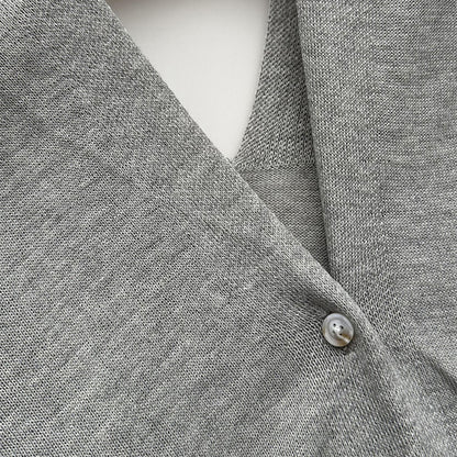 Summer Thin Solid Color Knitted Cardigan With Buckle All-match Cloak Waistcoat