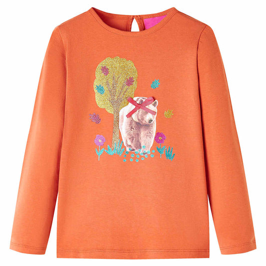 Children's long-sleeved shirt, dark orange, size 104; Children's long-sleeved shirt, dark orange, size 116; Children's long-sleeved shirt, dark orange