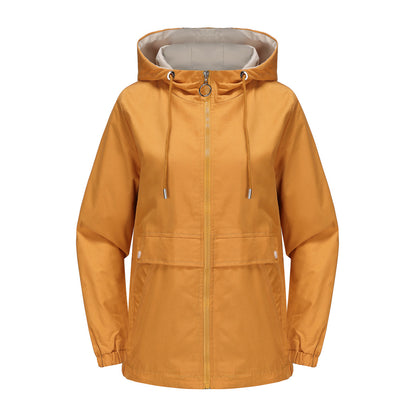New Hooded Solid Color Trench Coat For Women