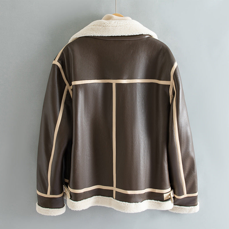 Fleece-Lined Thickened Lapel Jacket Cozy Tailored Refinement