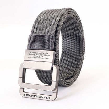 Alloy Double Ring Buckle Woven Nylon Tactical Sports Outdoor Waist Belt