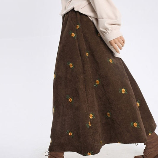 Vintage Brown Corduroy Skirt Skirt Overknee Dress