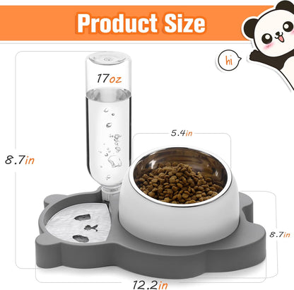 Elevated Dine: Raised Stainless Steel Cat & Dog Feeder Set