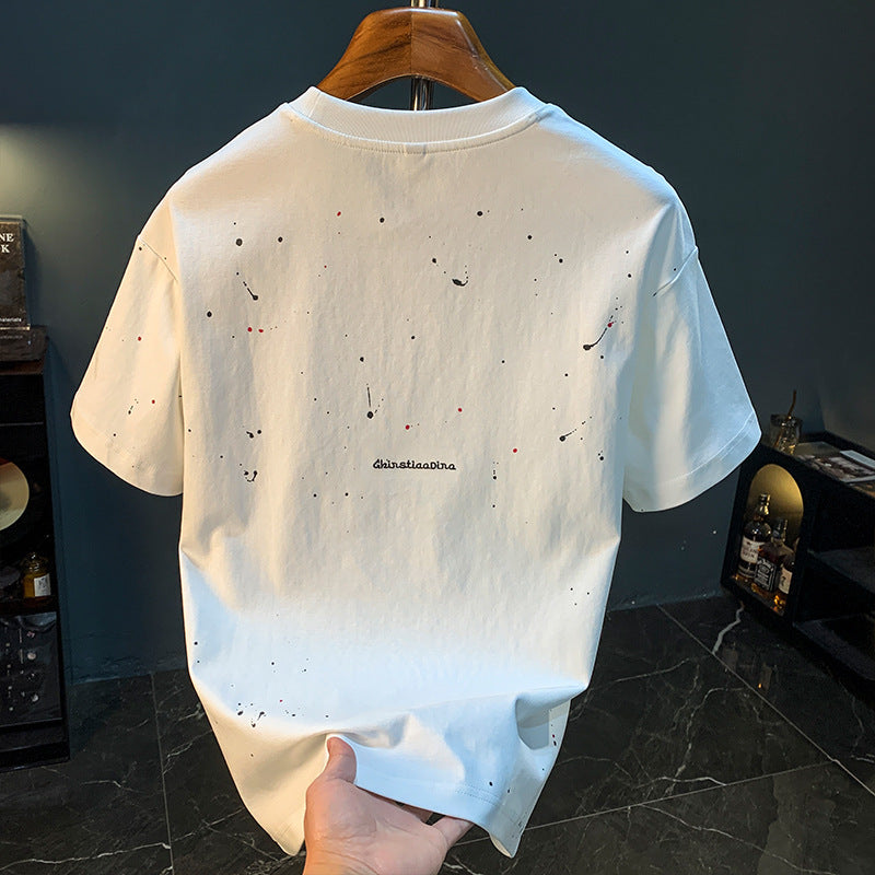 Trendy Splash-ink T-shirt Short-sleeved Men