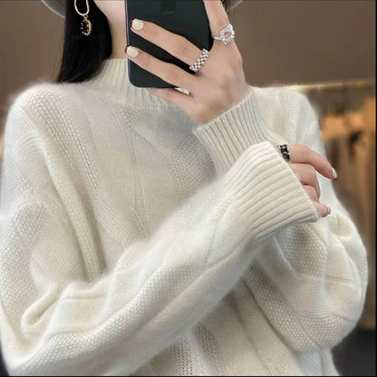 Comfortable Slimming Soft Glutinous Knitted Thickened Half-high Collar Sweater