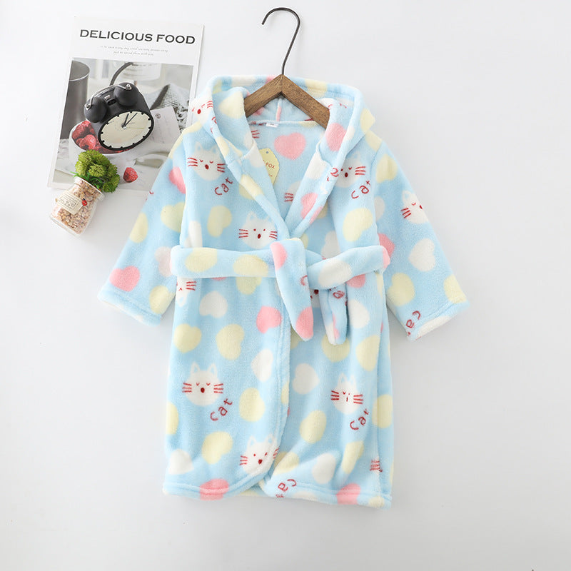 The Coral Night: Children’s Flannel Hoodie Night-Robe