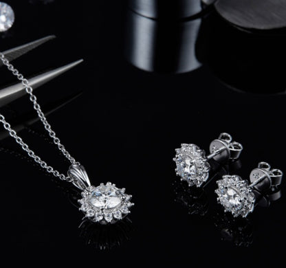 Womens Water Drop Gem Series Necklace Earring Ring Bracelet Fourpiece