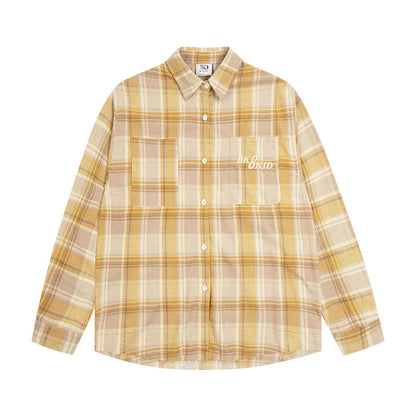 Loose Plaid Long Sleeve Shirt Men And Women