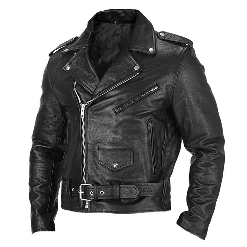 Motorcycle Mens Leather Spring Autumn Clothing Authentic Biker Essential