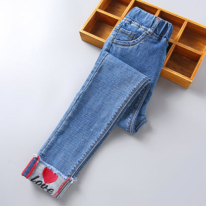 Embroidered Casual Denim Trousers Artisanal Denim Craft
