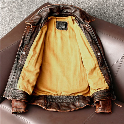 Motorcycle Short Stone Wash Worn Coat Distressed Biker Aesthetic