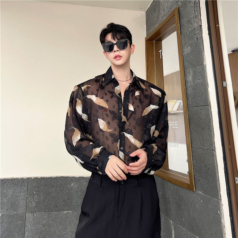 Jacquard Micro Perspective INS Wind Long Sleeve Shirt