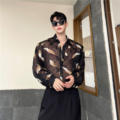 Jacquard Micro Perspective INS Wind Long Sleeve Shirt