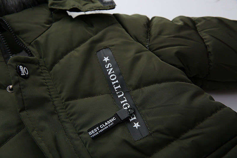 The Lettered Hearth: Thickened Letter-Print Hooded Cotton Jacket