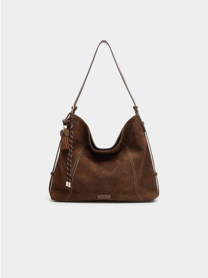 Autumn And Winter Leisure Commuter Large Capacity Deerskin Velvet Vintage Portable Crossbody Tote Bag