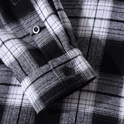 Casual Men's Jacket Plaid Hooded Long Sleeve