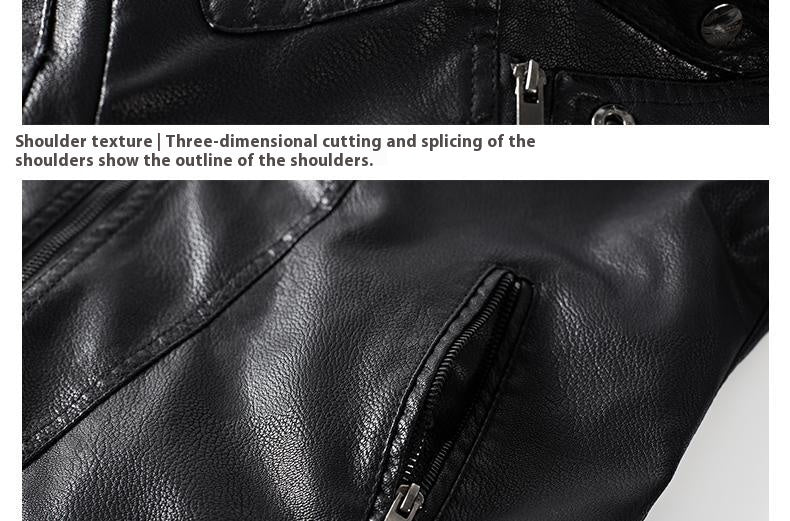 Trendy Leather Jacket Mens Fleece-Lined PU Jacket Contemporary Warmth