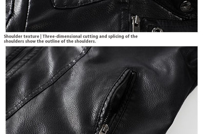 Trendy Leather Jacket Mens Fleece-Lined PU Jacket Contemporary Warmth