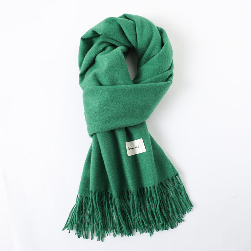 Simple Tassel Shawl Warm Artificial Cashmere Scarf