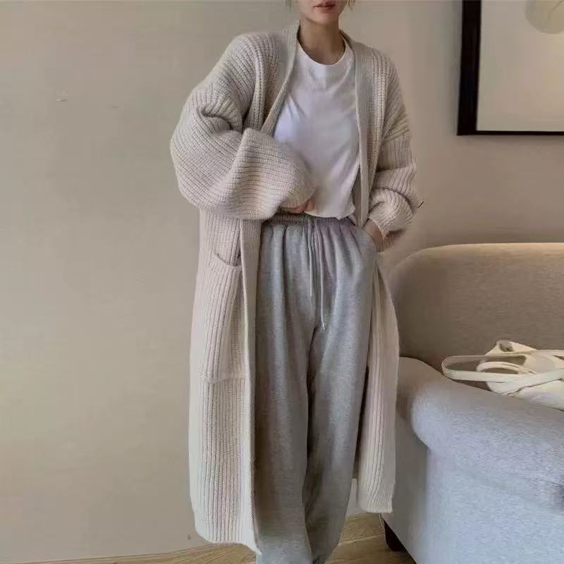 Autumn And Winter Korean Style Lazy Wind Coat Long Sweater Coat