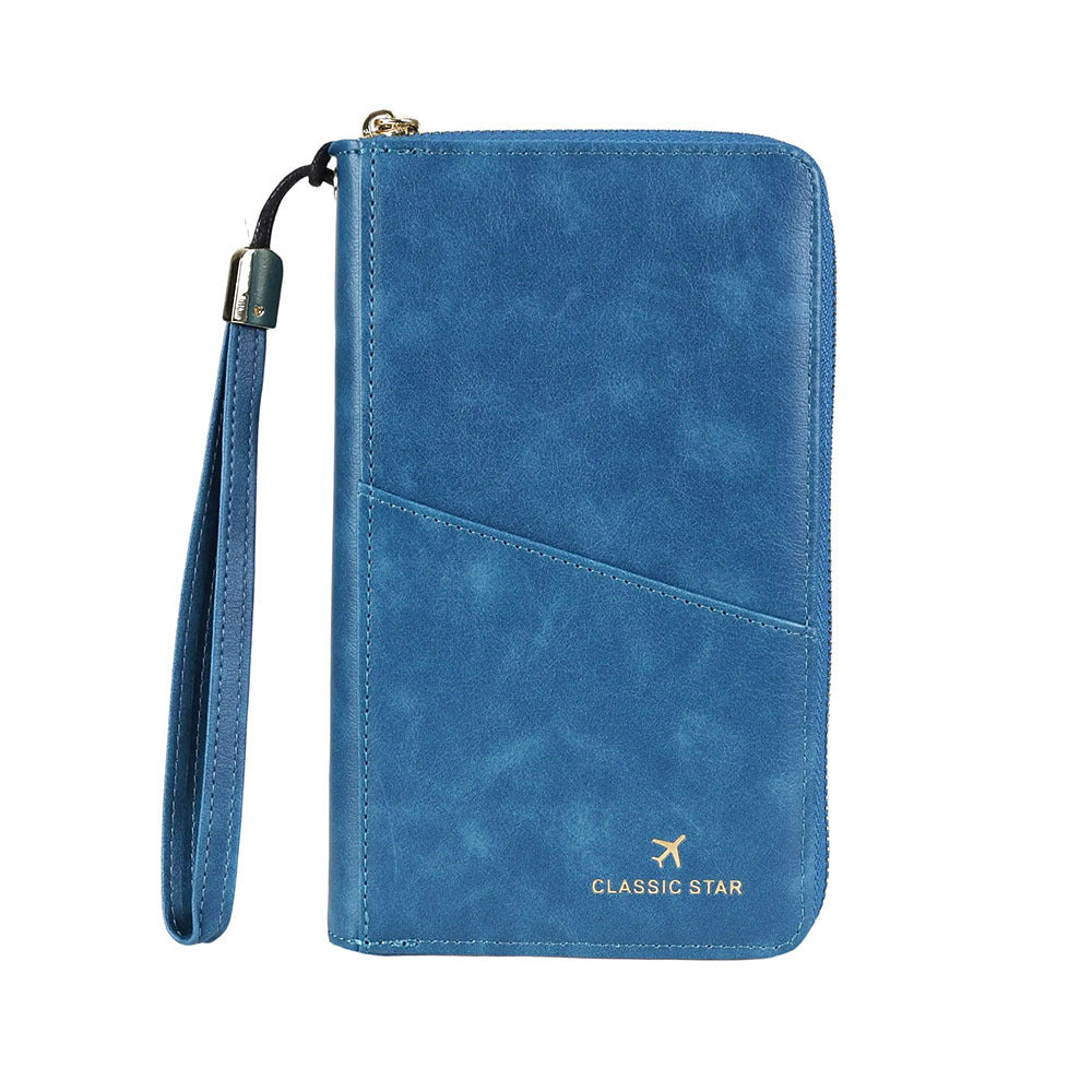 RFID Barrier Passport Holder Genuine Leather Wallet