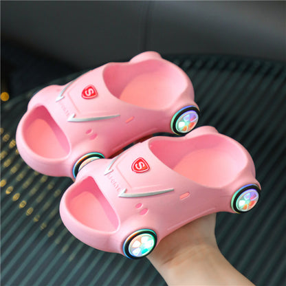 Luminous Galaxy: Glowing Cartoon Car Luminous Beach Shoes