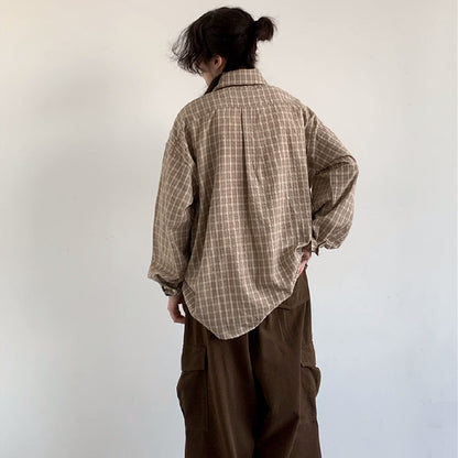 Retro Long Sleeve Plaid Shirt For Men