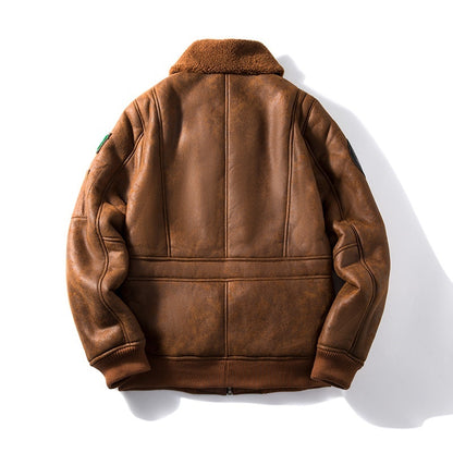 Lambswool Fleece-Lined Thickened Suede Fabric Jacket Plush Elegance