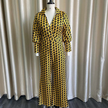 Loose Elastic V-neck Straight High Waist Jumpsuit