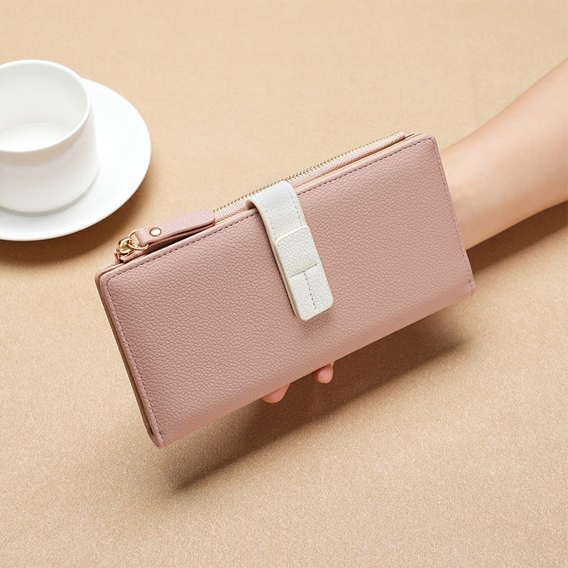 Long Multiple Card Slots Zipper Bag Buckle Korean Style High Sense Women's Wallet