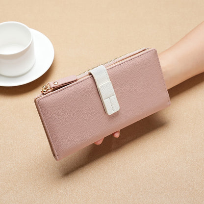 Long Multiple Card Slots Zipper Bag Buckle Korean Style High Sense Women's Wallet